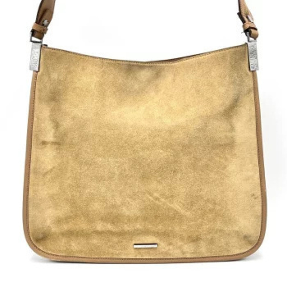 Gucci Suede Hobo Shoulder Bag Leather Beige Tan